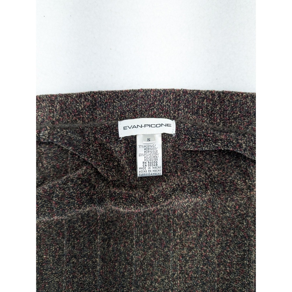 Evan Picone Acrylic Blend Sweater Women's Black Brown Red Long Sleeve Full Zip S - Picture 7 of 7